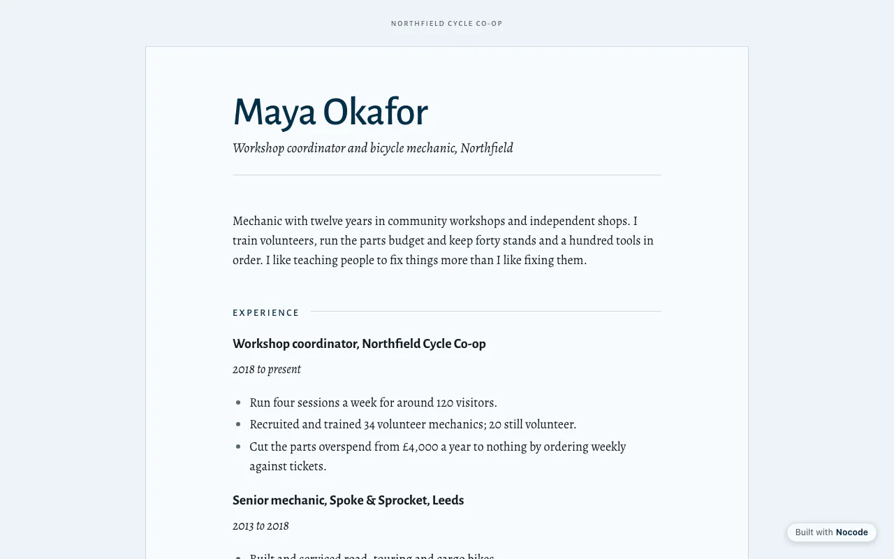 A site built with the CV template.